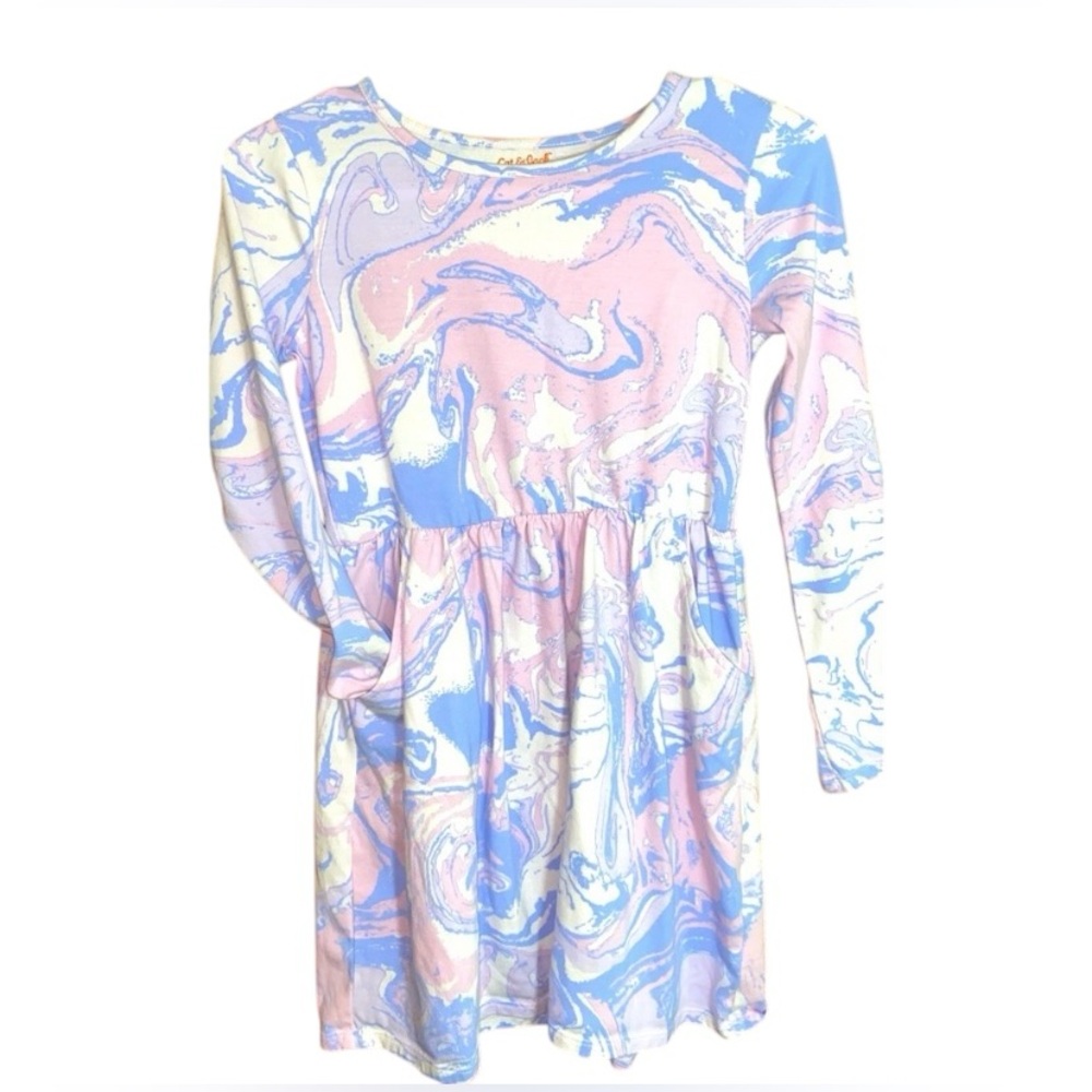 Cat & Jack Girls Large (10/12) long sleeve, pockets multi-colored dress.